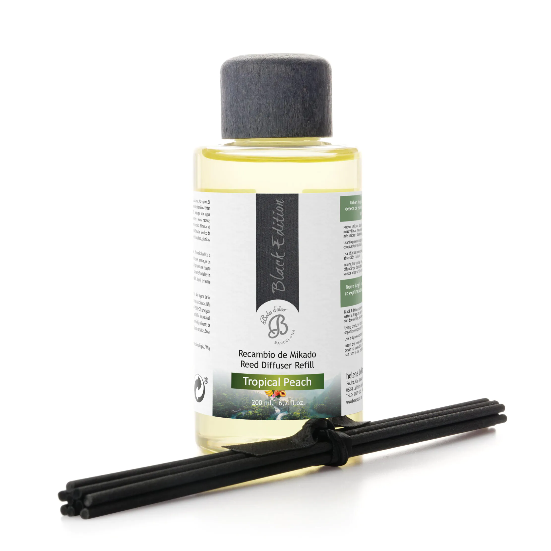 Recambio Mikado 200 ml.+ Rattan – Tropical Peach – Black Edition